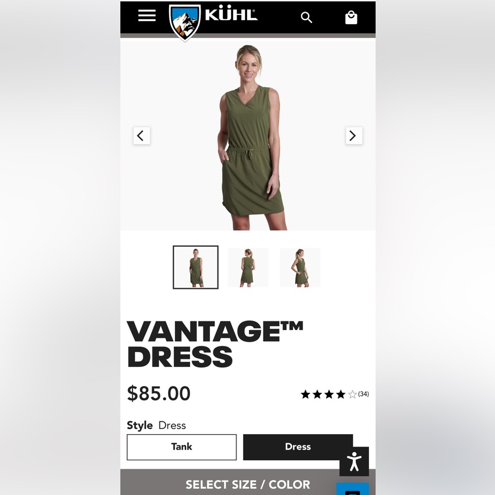 KUHL green mini dress